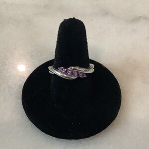 Sterling Silver Purple Gemstone Twist Ring, Brand New